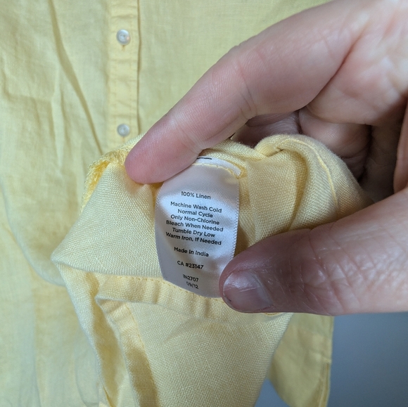 Talbots Yellow Button-Up Shirt 100% Linen Size 6 - Picture 6 of 7